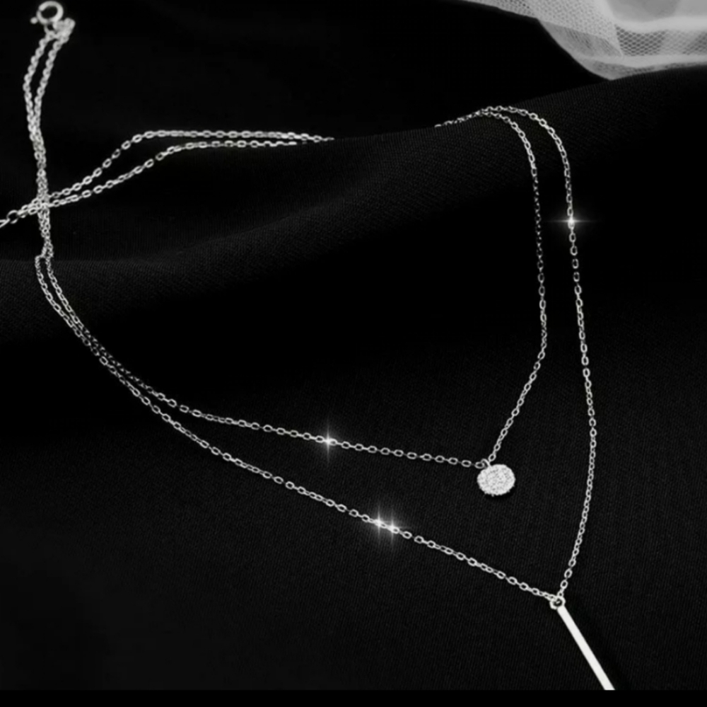 New double strand silver small pendant necklace